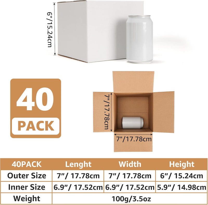 EXYGLO 40 Pack 7x7x6 Shipping Boxes for Small Business, White Corrugated Cardboard Small Box for Packaging, Moving, Mailing, and Storing - Image 2